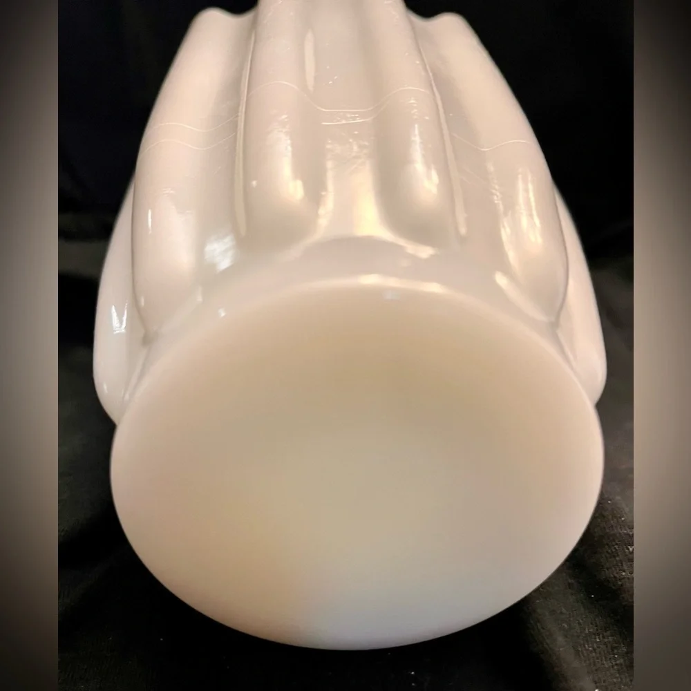 Fostoria Celestial Milk Glass Vase VTG MCM Asymmetric Ribbed 8